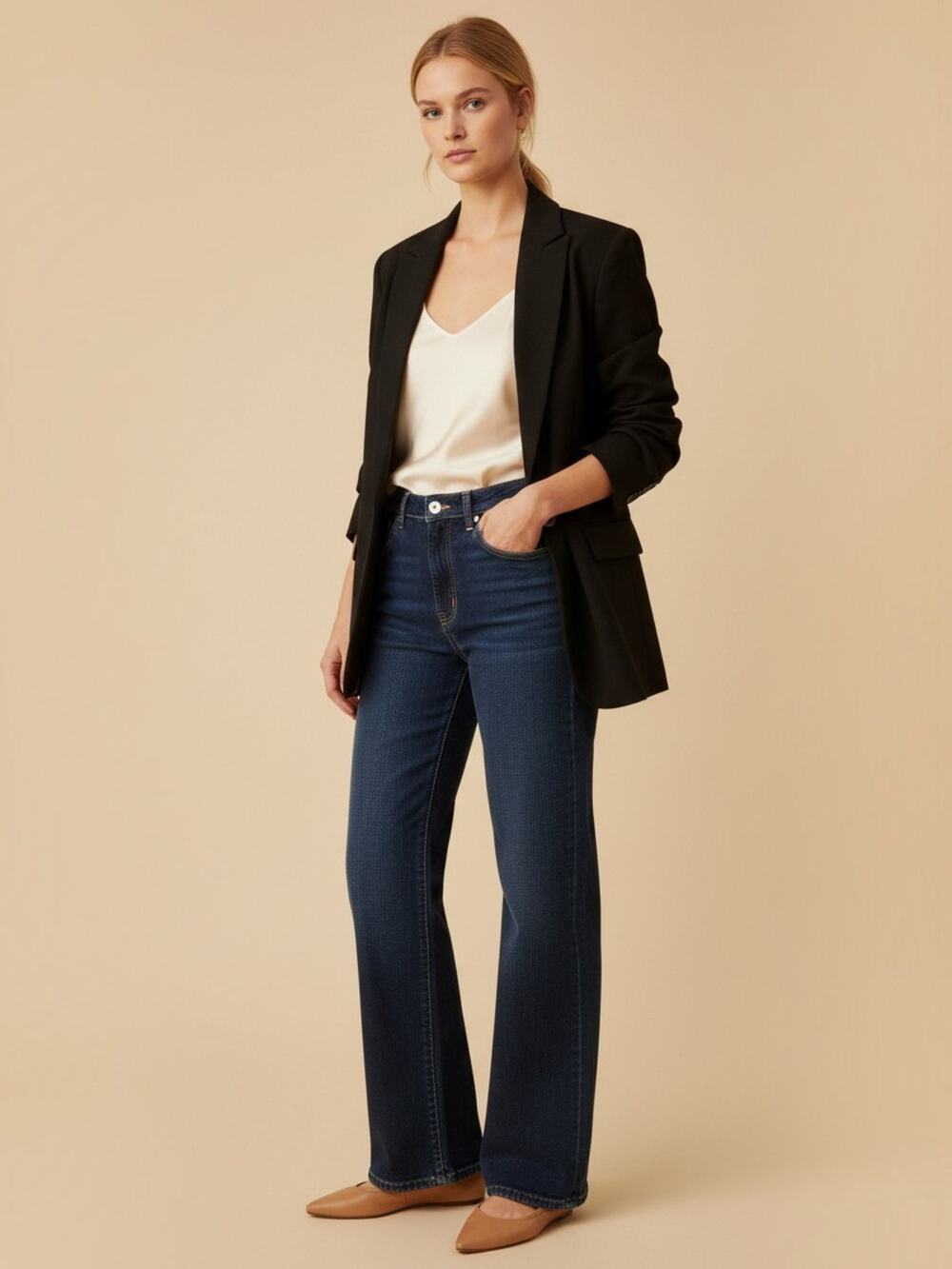 Frame Le Sleek Straight Jeans Stargirl Dark Indigo High Rise Sz 28